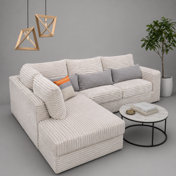 Cream L-Shaped Sofa Set Kenya