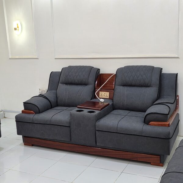 2 Seater Grey Recliner Sofa Kenya with cup holders and power socket
