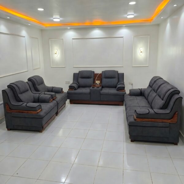 7 Seater Grey Recliner Sofa Kenya with cup holders and power socket