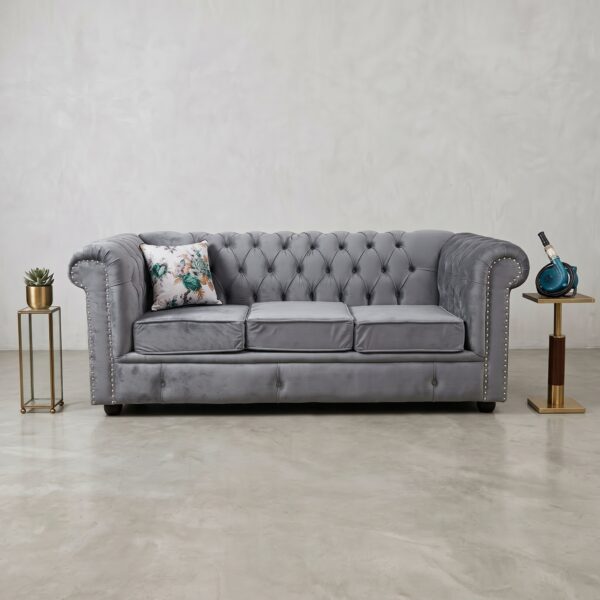 3 Seater Chesterfield Grey Sofa Kenya luxury velvet living room furniture
