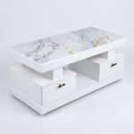 Coffee Table Kenya grey marble top with gold veins and storage drawers – Zenith Furnitures