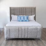 Upholstered Bed Kenya with padded fabric headboard and modern panel design – Zenith Furnitures