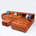 L Shaped Sofa Kenya in suede fabric with ottoman and modern design – Zenith Furnitures