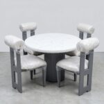Dining Table Set Kenya round marble top with 4 cushioned chairs – Zenith Furnitures
