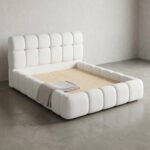 White Bubble Bed Kenya with modern curved design and luxury upholstered finish – Zenith Furnitures