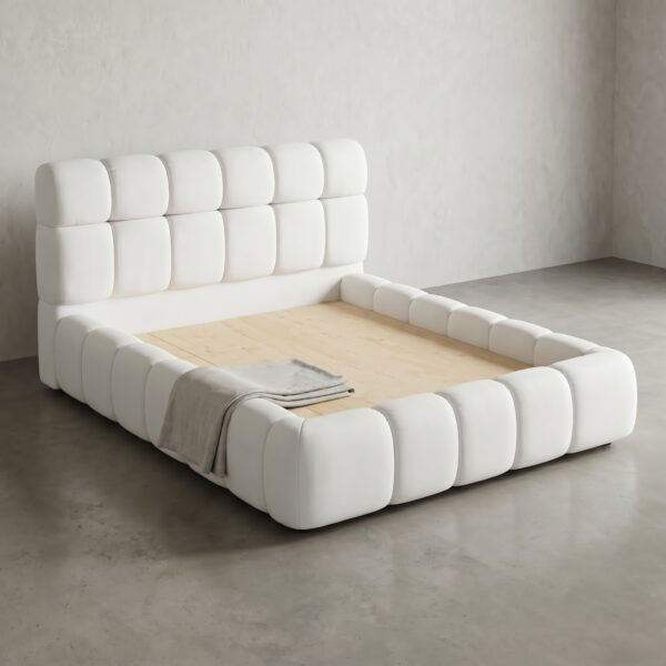 White Bubble Bed Kenya with modern curved design and luxury upholstered finish – Zenith Furnitures