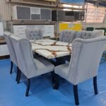 Dining Table Set Kenya marble top 6 seater with upholstered chairs – Zenith Furnitures
