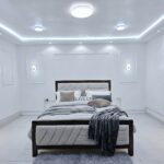 Modern Upholstered Bed Kenya with padded headboard and wooden frame