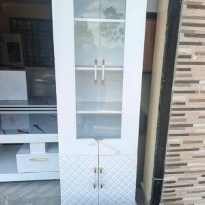 Modern White 4 Door Display Cabinet with Glass Doors