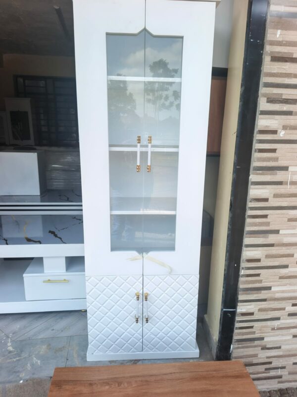 Modern White 4 Door Display Cabinet with Glass Doors